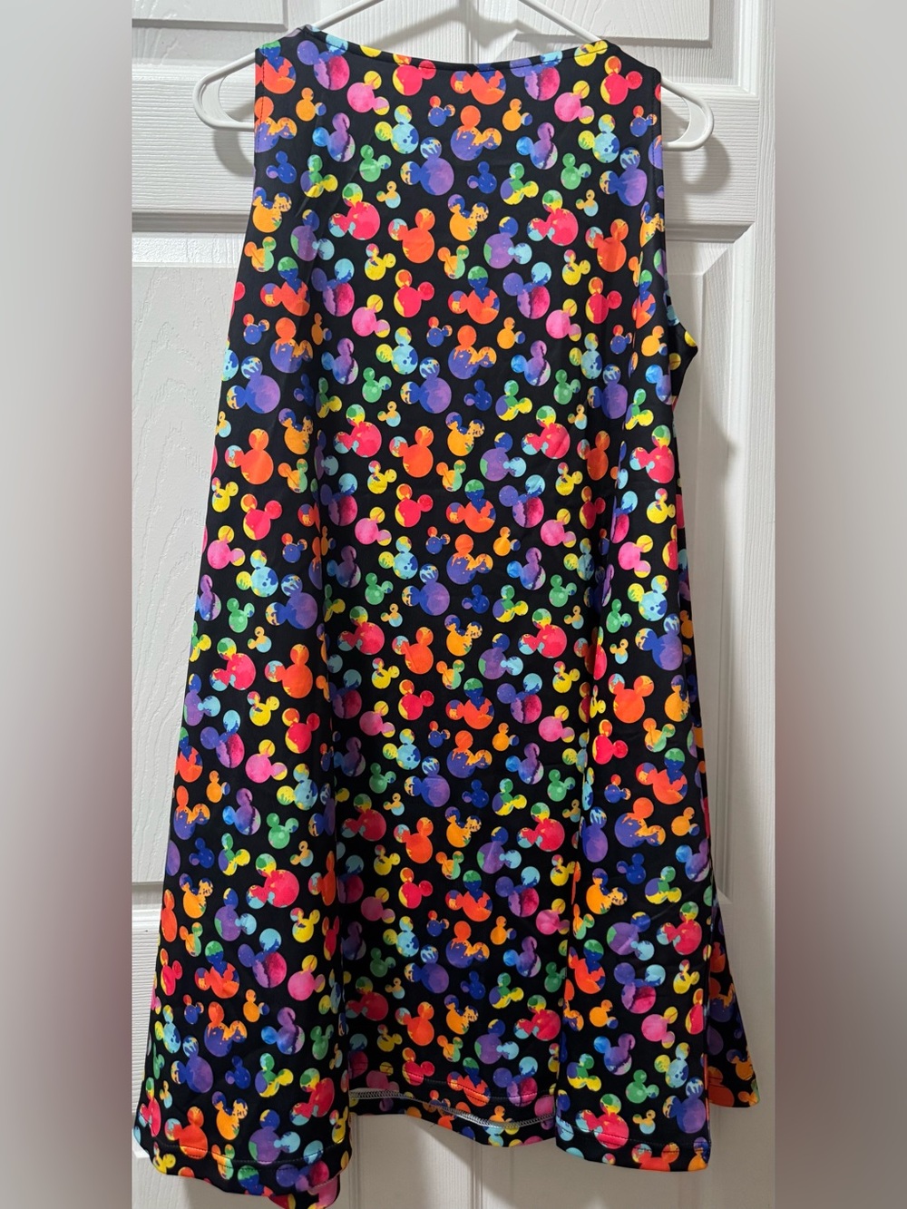 5/$30 Rainbow Mickey Head Print Black A-Line Dress - Picture 3 of 3